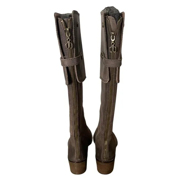 DANIBLACK Distressed Taupe Brown Knee-High Heeled Women's Boots NWOB Size 7.5