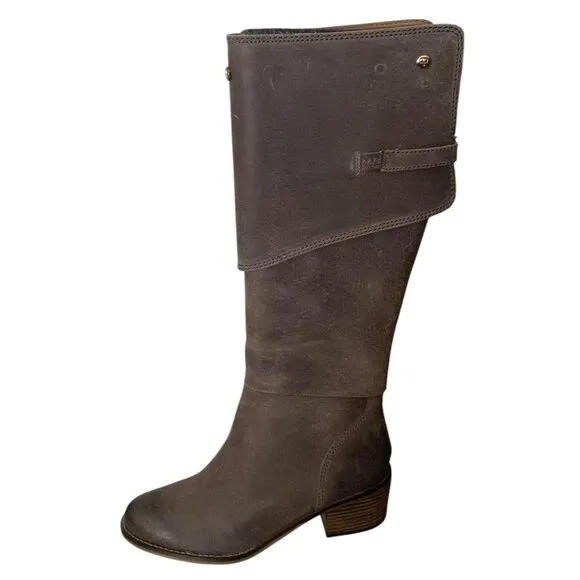 DANIBLACK Distressed Taupe Brown Knee-High Heeled Women's Boots NWOB Size 7.5