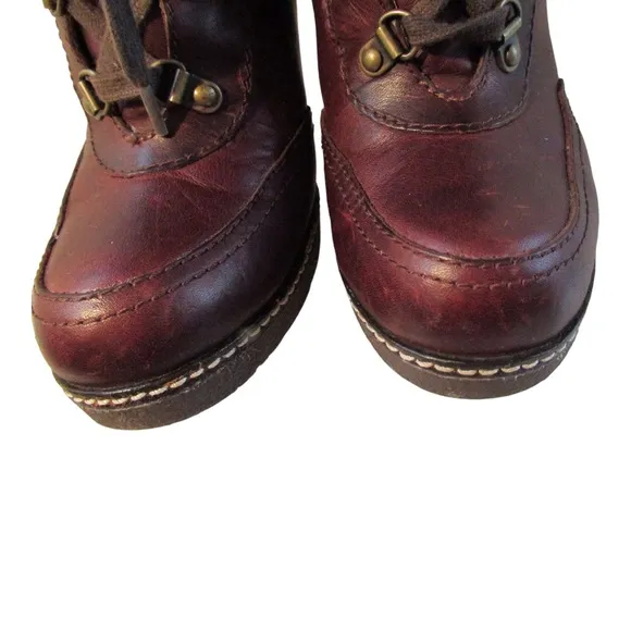 Daniblack Leather Boots Lace Up Heels