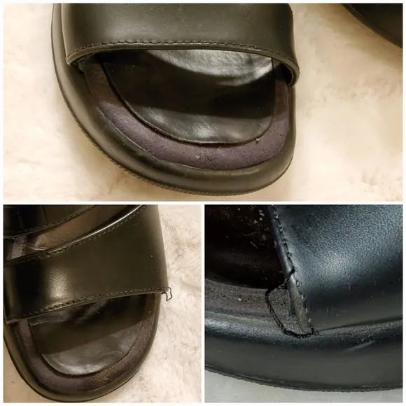 Dansko Sandals Black Leather Two Strap Platform Croc Embossed Size 36 (US 5.5-6)