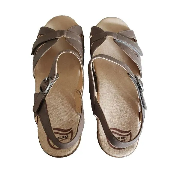 Dansko Season Burnished Calf Stone Sandal Women's Size 9.5 - 10 EUR Size 40