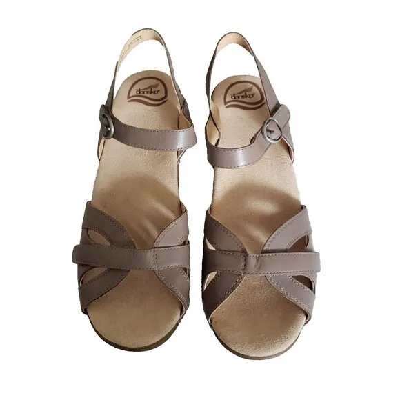 Dansko Season Burnished Calf Stone Sandal Women's Size 9.5 - 10 EUR Size 40