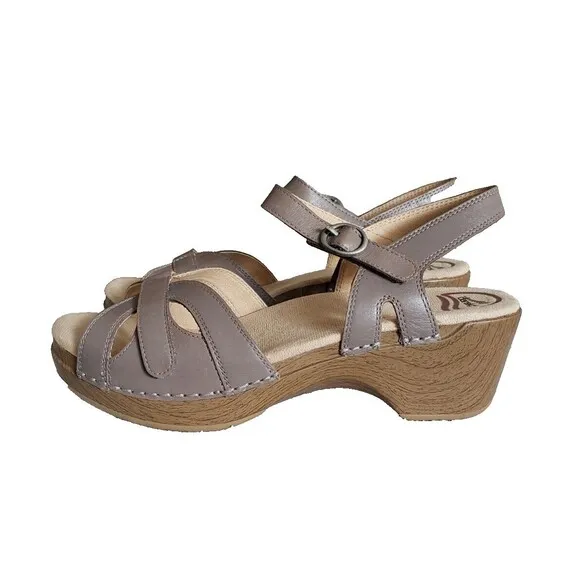 Dansko Season Burnished Calf Stone Sandal Women's Size 9.5 - 10 EUR Size 40