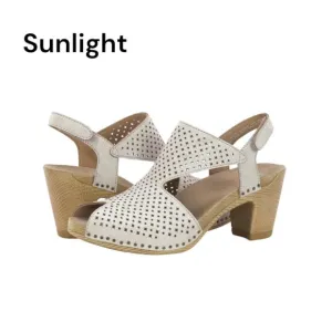 Dansko Teagan Womens Beige Perforated Leather Heeled Sandals SZ 40 EU/ 9.5-10 US