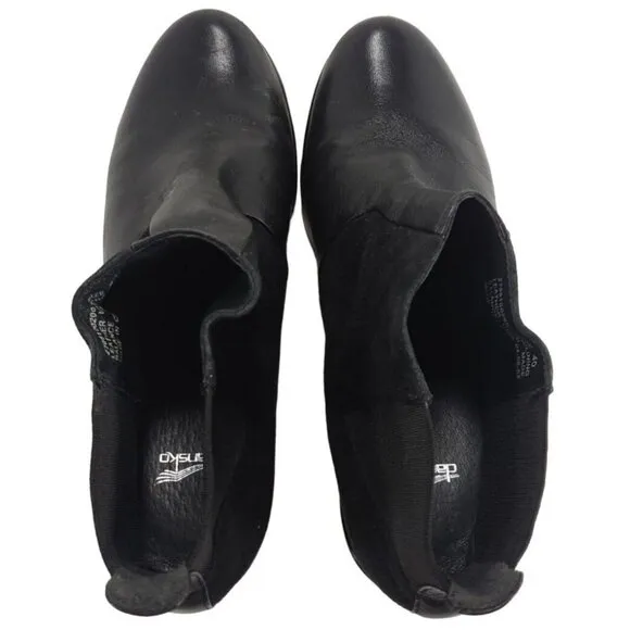 DANSKO Tiffany Nappa Suede Chelsea Ankle Boots 40 10.5 Block Heel Pull On Black