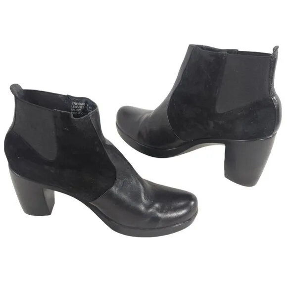 DANSKO Tiffany Nappa Suede Chelsea Ankle Boots 40 10.5 Block Heel Pull On Black