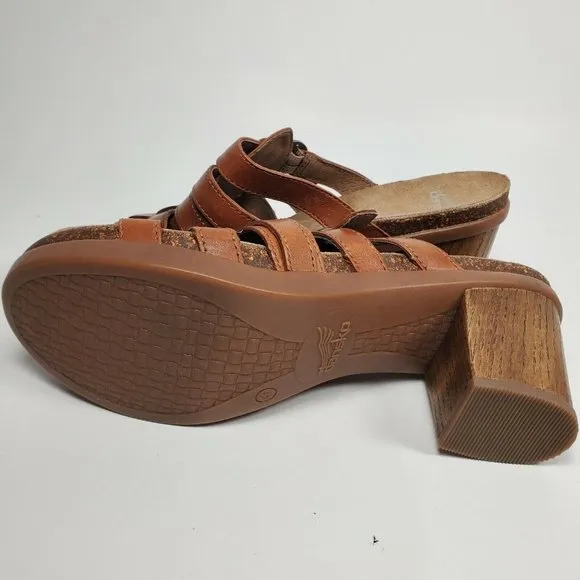Dansko women sandals  Dina brown leather strappy slide heel shoes sz 10.5 41 new