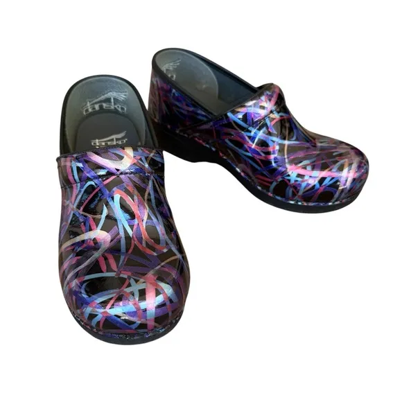 Dansko XP 2.0 Professional Ribbon Patent Leather Clog Shoes Women's EU Size 38