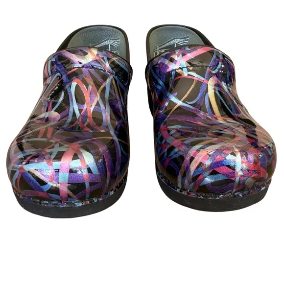 Dansko XP 2.0 Professional Ribbon Patent Leather Clog Shoes Women's EU Size 38