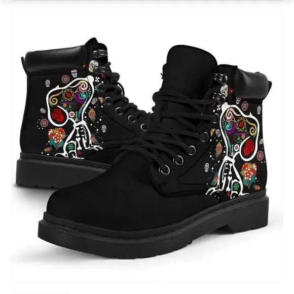 Day Of The Dead Colourful Snoopy – Leather Boots