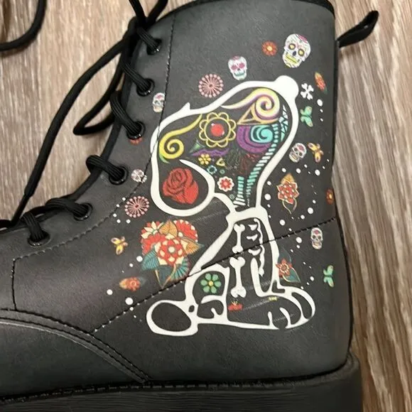 Day Of The Dead Colourful Snoopy – Leather Boots