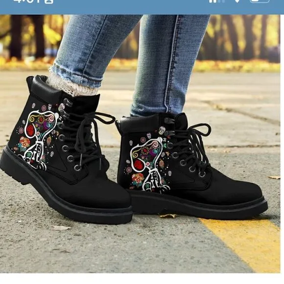 Day Of The Dead Colourful Snoopy – Leather Boots