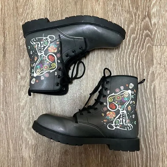 Day Of The Dead Colourful Snoopy – Leather Boots