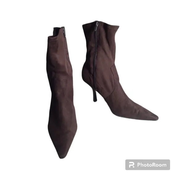 Diba Dark Brown Suede Pointed Toe Stiletto Heeled Boots/Booties Size 9.5M