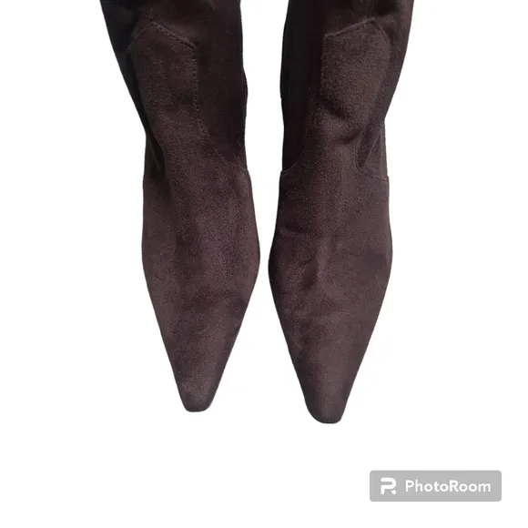 Diba Dark Brown Suede Pointed Toe Stiletto Heeled Boots/Booties Size 9.5M