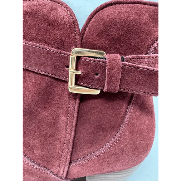 Diba Womens Shoes Boots Sz 7.5 Burgundy Red Suede Leather Heeled Chic Casual New