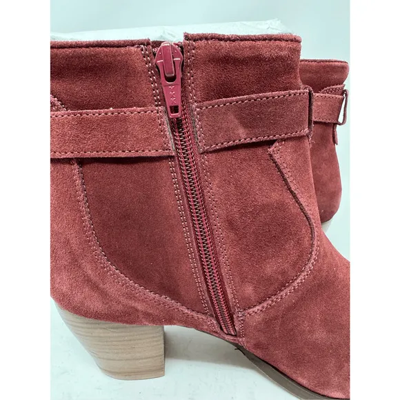 Diba Womens Shoes Boots Sz 7.5 Burgundy Red Suede Leather Heeled Chic Casual New