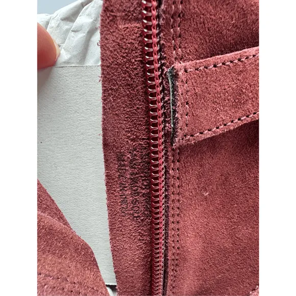 Diba Womens Shoes Boots Sz 7.5 Burgundy Red Suede Leather Heeled Chic Casual New