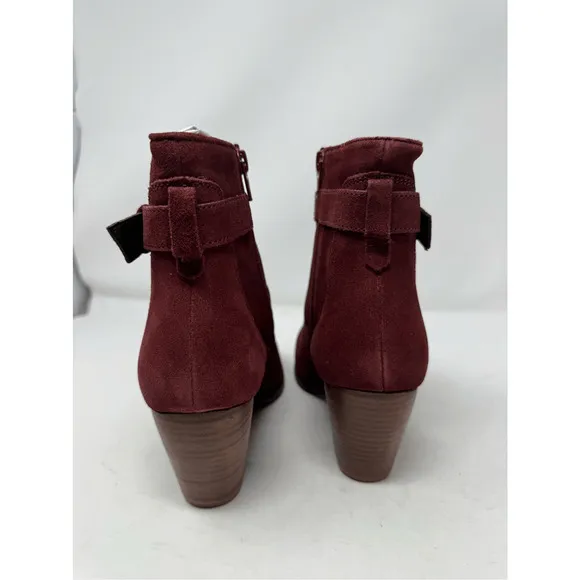 Diba Womens Shoes Boots Sz 7.5 Burgundy Red Suede Leather Heeled Chic Casual New