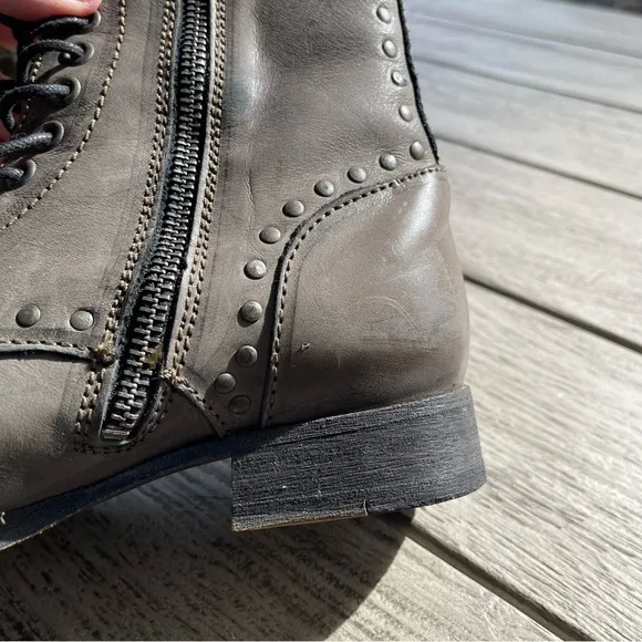 Diesel The Wildland Arthik Combat Gray Leather Boots Womens Size 36 EU 6 US