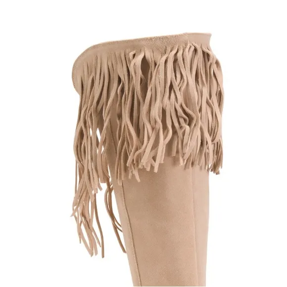 Dingo Hassie Suede Fringe Western Boots Sand (Cream) Women’s Size 8.5