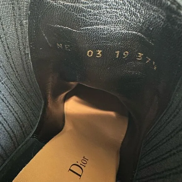 DIOR Black Optic-D Tortoiseshell Heel Ankle Boot Size 37.5 Pointed Toe Leather