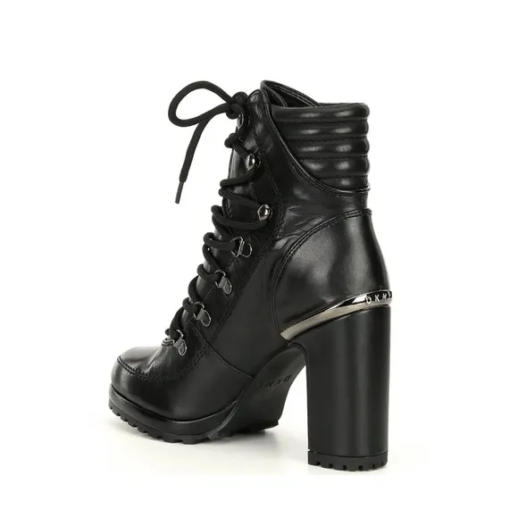 DKNY Lenni Lace-Up Ankle Boots, Oiled Suede Black Size 11 New in Box Retail $189