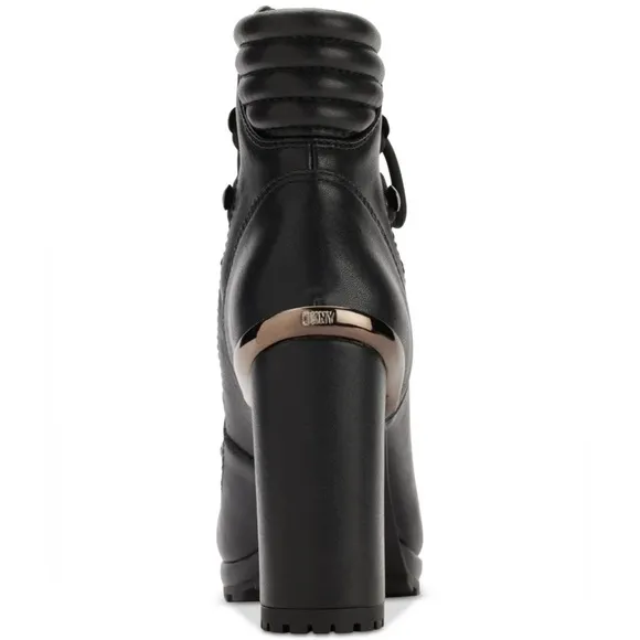 DKNY Lenni Lace-Up Ankle Boots, Oiled Suede Black Size 11 New in Box Retail $189