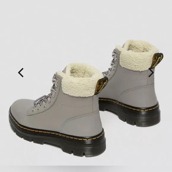 Doc Martens Combs Faux Fur-Lined Grey OIL FULL GRAINED Casual Boots size‎ 10 new