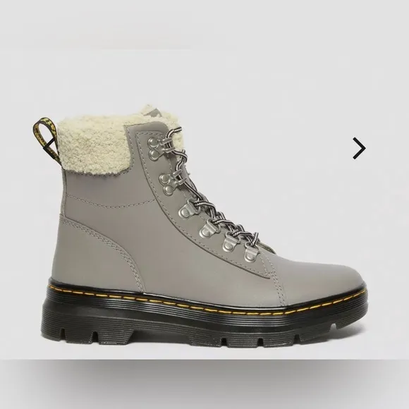 Doc Martens Combs Faux Fur-Lined Grey OIL FULL GRAINED Casual Boots size‎ 10 new