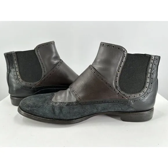 Dolce And Gabbana Double Monk Strap Distressed Suede &amp; Leather Boots Size 11.5-U