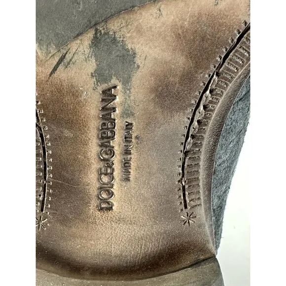 Dolce And Gabbana Double Monk Strap Distressed Suede &amp; Leather Boots Size 11.5-U