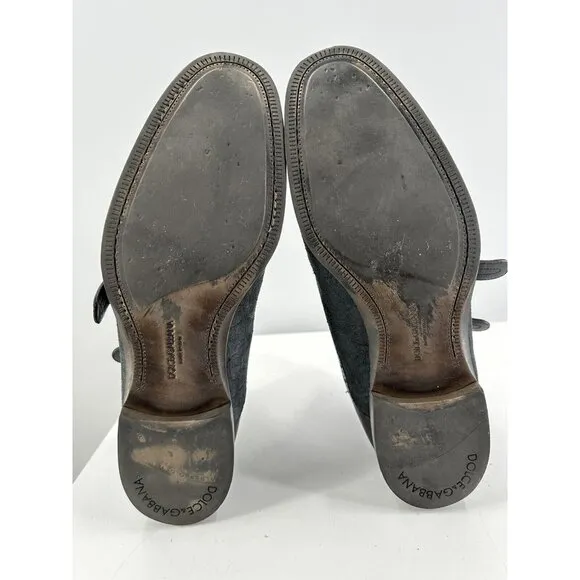Dolce And Gabbana Double Monk Strap Distressed Suede &amp; Leather Boots Size 11.5-U