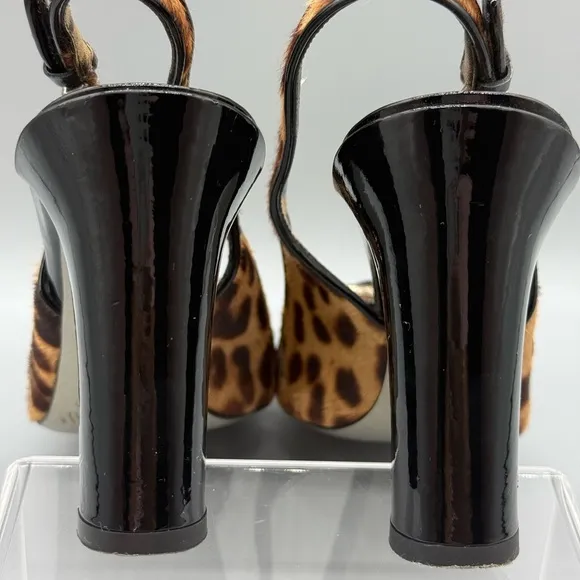Dolce  Gabbana Leopard Print Slingback Heels with Black Accents