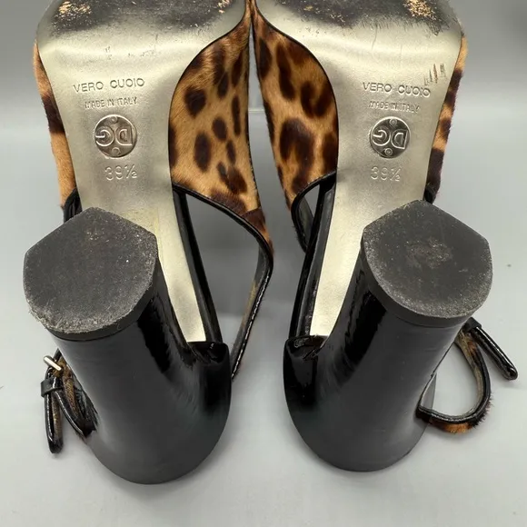 Dolce  Gabbana Leopard Print Slingback Heels with Black Accents