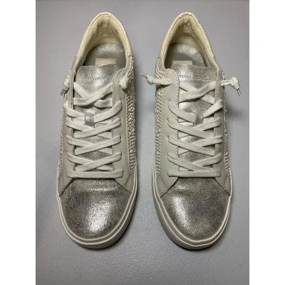 Dolce Vita Zina Pearl Sneakers Women's Size 8.5 Leather Lace Up Bride Shoes EUC!