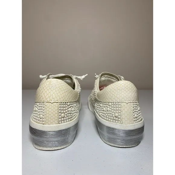 Dolce Vita Zina Pearl Sneakers Women's Size 8.5 Leather Lace Up Bride Shoes EUC!