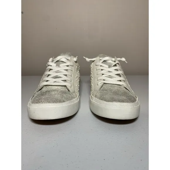 Dolce Vita Zina Pearl Sneakers Women's Size 8.5 Leather Lace Up Bride Shoes EUC!