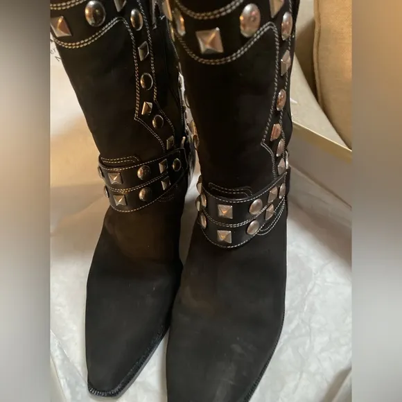 Donald J Pliner black western calf boots