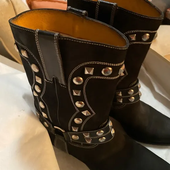 Donald J Pliner black western calf boots