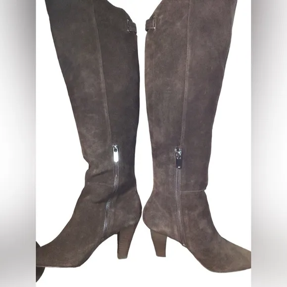 Donald J. Pliner Tasmin Brown Suede Over The Knee Boots Size 8.5M 3 inch Heel