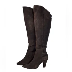 Donald J. Pliner Tasmin Brown Suede Over The Knee Boots Size 8.5M 3 inch Heel
