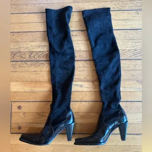 Donald Pliner Black suede &amp; leather Over-the-Knee Women's Boots size 7