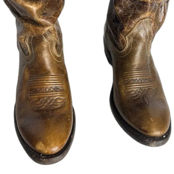 DOUBLE H Western Distressed Tan Brown Slouch Boots Womens 7.5 M rodeo concert