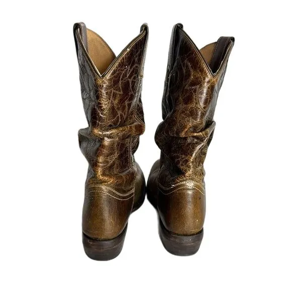 DOUBLE H Western Distressed Tan Brown Slouch Boots Womens 7.5 M rodeo concert