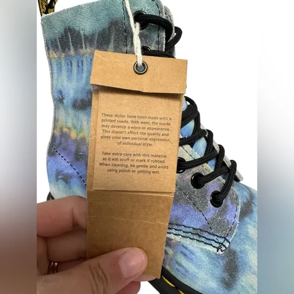 Dr Marten 1460 Pascal Tie Dye Leather Lace Up Boots Suede Blue 6