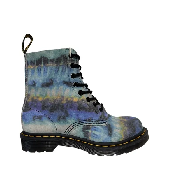 Dr Marten 1460 Pascal Tie Dye Leather Lace Up Boots Suede Blue 6