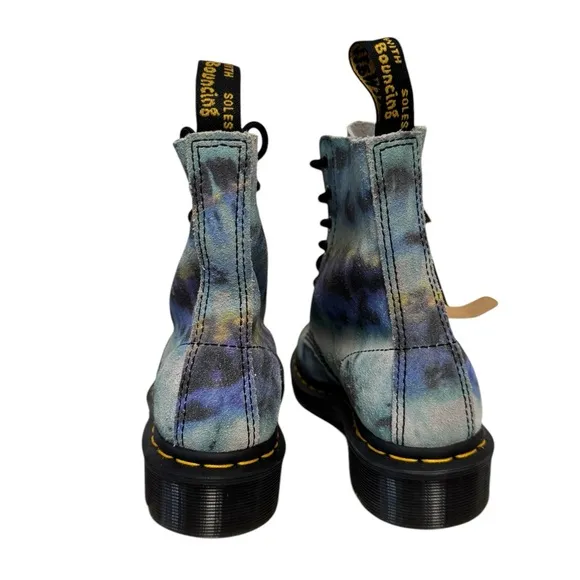 Dr Marten 1460 Pascal Tie Dye Leather Lace Up Boots Suede Blue 6