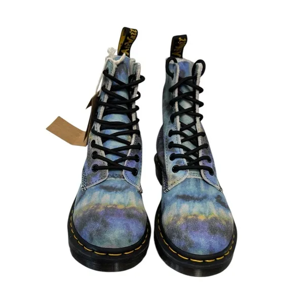 Dr Marten 1460 Pascal Tie Dye Leather Lace Up Boots Suede Blue 6