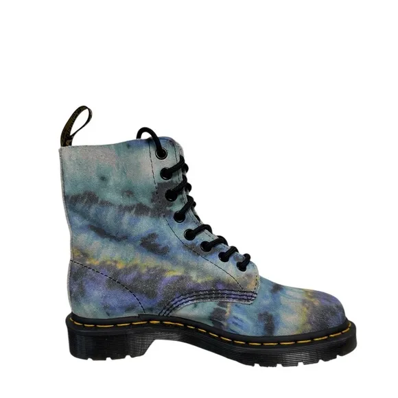 Dr Marten 1460 Pascal Tie Dye Leather Lace Up Boots Suede Blue 6